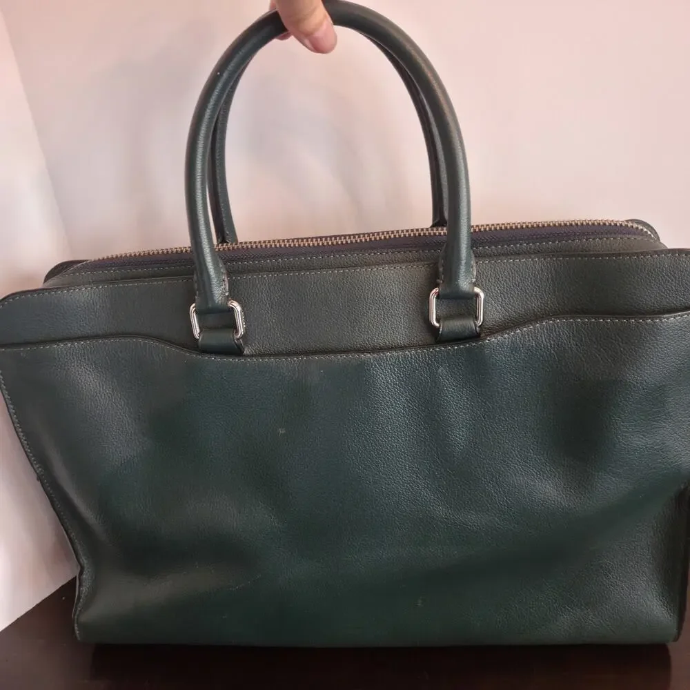 Coach Beckett Structured Dark Green Calf Leather Briefcase Beautiful F73524